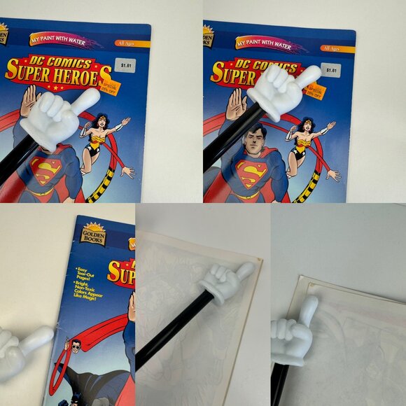 2 Vtg 90s Superman Super Heroes Soft Cover Sticker Book Paint w Water DC Comics - Picture 5 of 13